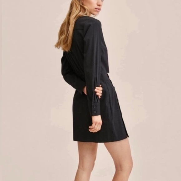 Mango MNG - NWOT black cutout button front mini shirt dress - Picture 5 of 13